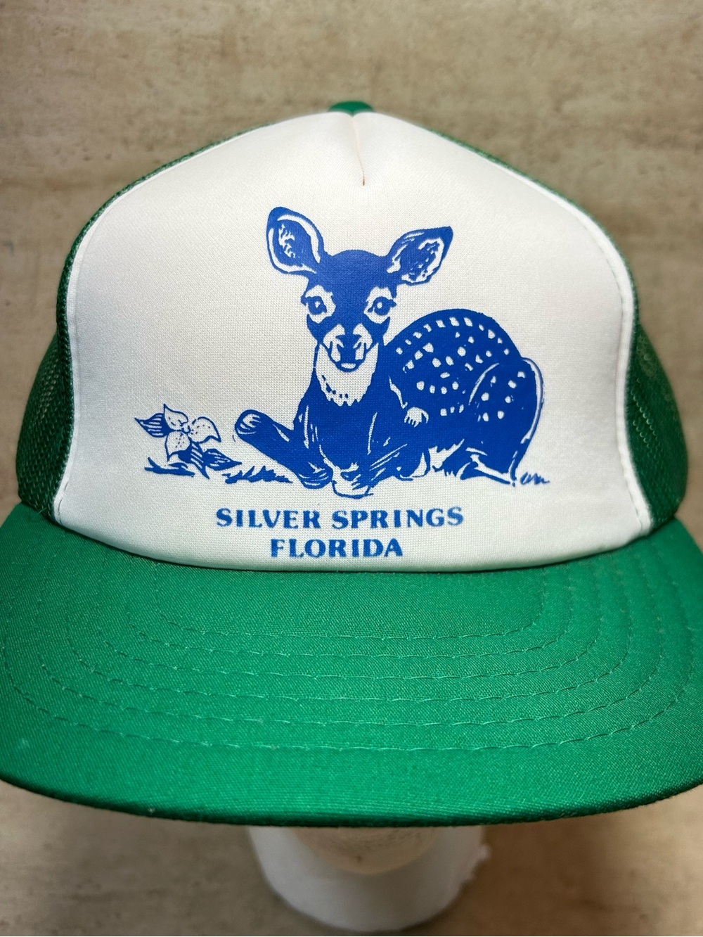 Vintage Silver Springs Florida Cap Deer Fawn SnapBack Trucker Hat Foam Mesh